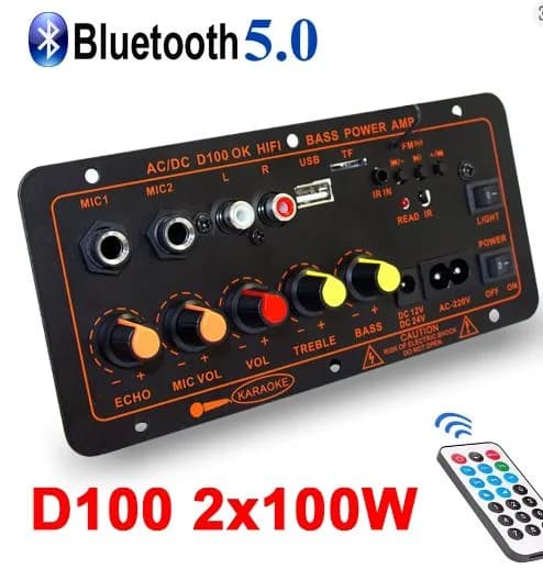 Tarjeta Módulo Amplificador de 110/220vac y 12/24 vdc 2x100 D100