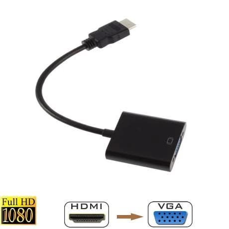 Adaptador de HDMI A VGA HQ Cable y cuerpo Negro HDTV-VGA